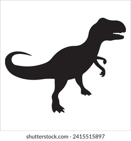T-rex tyrannosaurus silhouette. Vector illustration growling screaming tyrannosaurus rex dinosaur silhouette isolated on white background. black dinosaur Standing dino logo icon, side view 