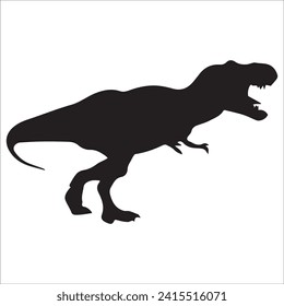 T-rex tyrannosaurus silhouette. Vector illustration growling screaming tyrannosaurus rex dinosaur silhouette isolated on white background. black dinosaur Standing dino logo icon, side view