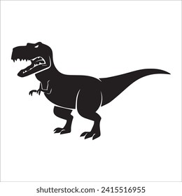 T-rex tyrannosaurus silhouette. Vector illustration growling screaming tyrannosaurus rex dinosaur silhouette isolated on white background. black dinosaur Standing dino logo icon, side view