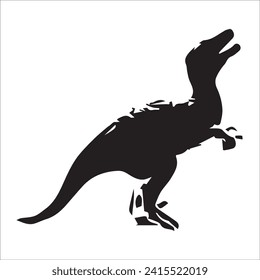 T-rex tyrannosaurus silhouette. Vector illustration growling screaming tyrannosaurus rex dinosaur silhouette isolated on white background. black dinosaur Standing dino logo icon, side view