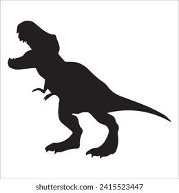 T-rex tyrannosaurus silhouette. Vector illustration growling screaming tyrannosaurus rex dinosaur silhouette isolated on white background. black dinosaur Standing dino logo icon, side view