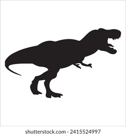 T-rex tyrannosaurus silhouette. Vector illustration growling screaming tyrannosaurus rex dinosaur silhouette isolated on white background. black dinosaur Standing dino logo icon, side view