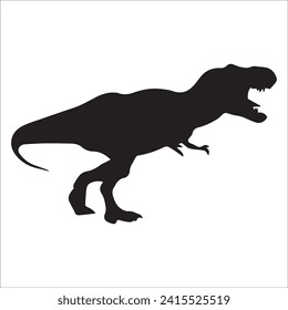 T-rex tyrannosaurus silhouette. Vector illustration growling screaming tyrannosaurus rex dinosaur silhouette isolated on white background. black dinosaur Standing dino logo icon, side view