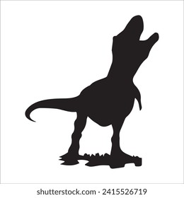 T-rex tyrannosaurus silhouette. Vector illustration growling screaming tyrannosaurus rex dinosaur silhouette isolated on white background. black dinosaur Standing dino logo icon, side view