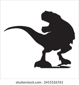 T-rex tyrannosaurus silhouette. Vector illustration growling screaming tyrannosaurus rex dinosaur silhouette isolated on white background. black dinosaur Standing dino logo icon, side view