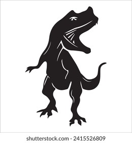 T-rex tyrannosaurus silhouette. Vector illustration growling screaming tyrannosaurus rex dinosaur silhouette isolated on white background. black dinosaur Standing dino logo icon, side view