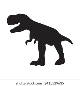 T-rex tyrannosaurus silhouette. Vector illustration growling screaming tyrannosaurus rex dinosaur silhouette isolated on white background. black dinosaur Standing dino logo icon, side view