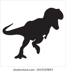 T-rex tyrannosaurus silhouette. Vector illustration growling screaming tyrannosaurus rex dinosaur silhouette isolated on white background. black dinosaur Standing dino logo icon, side view