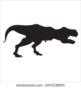 T-rex tyrannosaurus silhouette. Vector illustration growling screaming tyrannosaurus rex dinosaur silhouette isolated on white background. black dinosaur Standing dino logo icon, side view