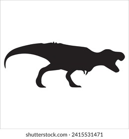 T-rex tyrannosaurus silhouette. Vector illustration growling screaming tyrannosaurus rex dinosaur silhouette isolated on white background. black dinosaur Standing dino logo icon, side view