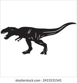 T-rex tyrannosaurus silhouette. Vector illustration growling screaming tyrannosaurus rex dinosaur silhouette isolated on white background. black dinosaur Standing dino logo icon, side view