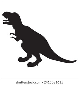 T-rex tyrannosaurus silhouette. Vector illustration growling screaming tyrannosaurus rex dinosaur silhouette isolated on white background. black dinosaur Standing dino logo icon, side view