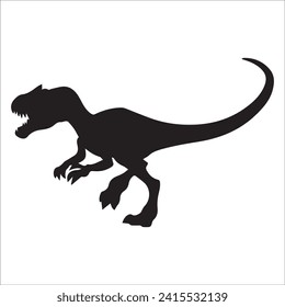 T-rex tyrannosaurus silhouette. Vector illustration growling screaming tyrannosaurus rex dinosaur silhouette isolated on white background. black dinosaur Standing dino logo icon, side view