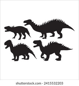 T-rex tyrannosaurus silhouette. Vector illustration growling screaming tyrannosaurus rex dinosaur silhouette isolated on white background. black dinosaur Standing dino logo icon, side view