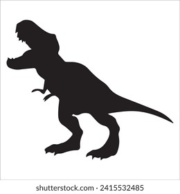 T-rex tyrannosaurus silhouette. Vektorgrafik knurrend schreiend Tyrannosaurus rex Dinosauriersilhouette einzeln auf weißem Hintergrund. schwarzer Dinosaurier Stehendes Dino-Logo, Symbol, Draufsicht