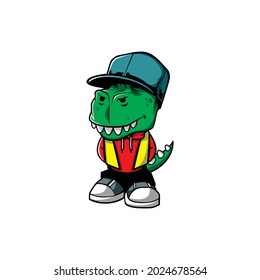 T-rex vector illustration in hip hop style 