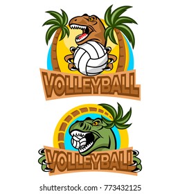 T-rex volleyball player logo