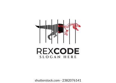 t-rex x-ray scan code modern logo design template