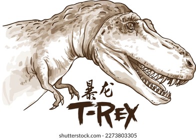 T-Rex (Tyrannosaurus rex) war ein riesiger zweipedaler Dinosaurier mit kurzen Armen, einem massiven Kopf, scharfen Zähnen und einem mächtigen Kiefer. Es lebte in der späten Kreidezeit. Han-Texte: T-Rex.