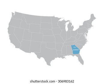 trey vector map of United States with indication of Georgia