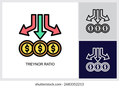 Treynor Ratio icon Multi Style Vector Illustration