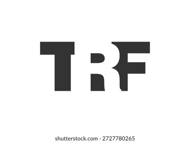 TRF Logo Design. Anfangsbuchstabe T R F fett Schriftstil für Tech-Startups, Beratung, Corporate Branding. Name des kreativen Unternehmens, Schlagzeilen, Typografie, trendige Logoart. Vektorgrafik.