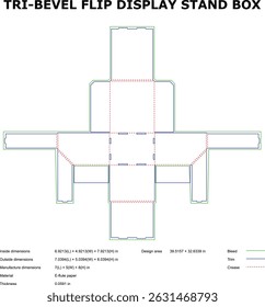 Tri bevel flip display stand box template die cut design