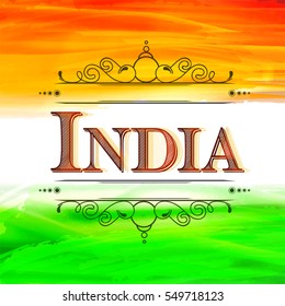 Tri Color Background Design With Stylish Text Of India And Line Art Based Floral Frame For Happy Republic Day.