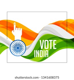 Tri Color Indian Flag With Voting Hand