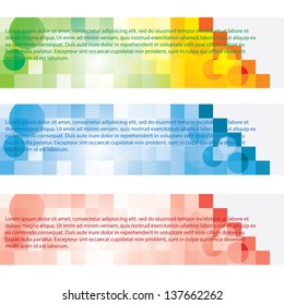 tri color sample text banner with cube