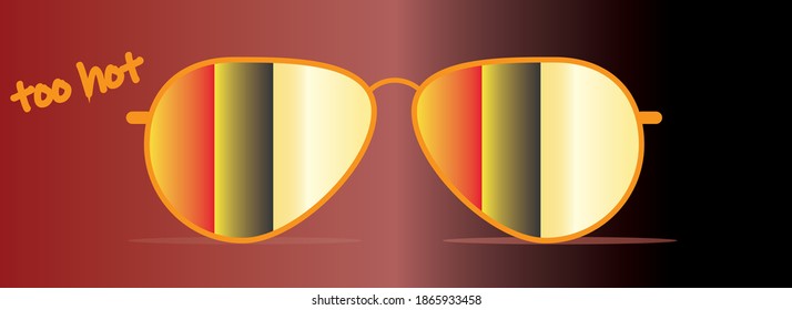 Tri color summer sun glass in brown background. Too hot sample text