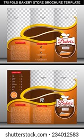 Tri Fold Bakery Store Brochure Template vector illustration 