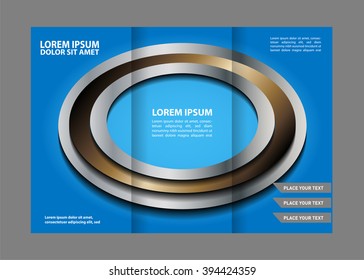tri fold blue and gold business brochure template
