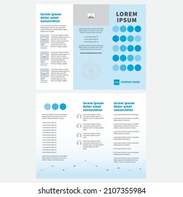 Tri fold brochure design. Blue, White corporate business template for tri fold flyer. Layout with modern circle design and abstract background. Creative concept 3 folded flyer or brochure.