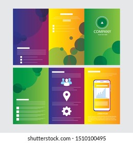 Tri fold brochure design with circle, corporate business template for tri fold flyer. Layout with modern photo and abstract circle background. Creative concept folded flyer or brochure.
