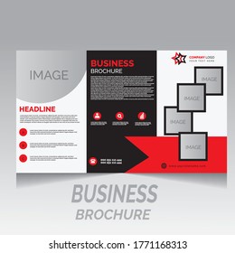 Tri fold brochure design with circle, corporate business template for tri fold flyer. Creative concept folded flyer or brochure.
