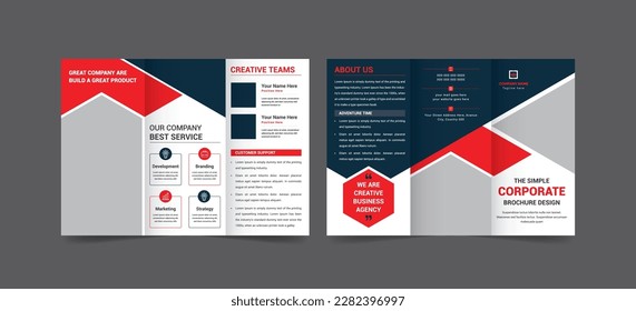 Tri fold brochure design with circle, corporate business template for tri fold flyer. Brochure design, brochure template, Business booklet, catalog, magazine, magnetic, design