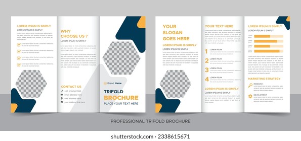 Tri fold brochure design with circle shapes, corporate business template for tri fold flyer. Creative concept folded flyer or brochure.