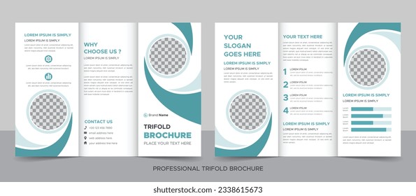 Tri fold brochure design with circle shapes, corporate business template for tri fold flyer. Creative concept folded flyer or brochure.