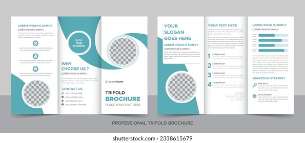 Tri fold brochure design with circle shapes, corporate business template for tri fold flyer. Creative concept folded flyer or brochure.