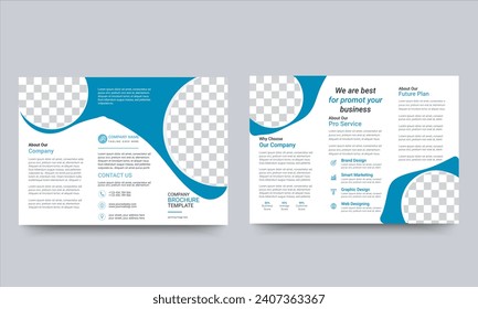 Tri fold brochure design with circle, corporate business template for tri fold brochure