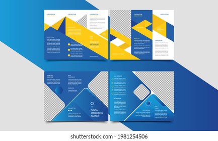 Tri fold brochure design with concept, corporate business template for tri fold flyer.Layout with modern elements and abstract background. Creative concept folded flyer or brochure.