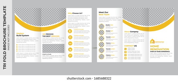 Tri fold brochure design. Corporate business template for try fold brochure or flyer. Layout with modern elements and abstract background. Creative concept folded flyer or brochure.