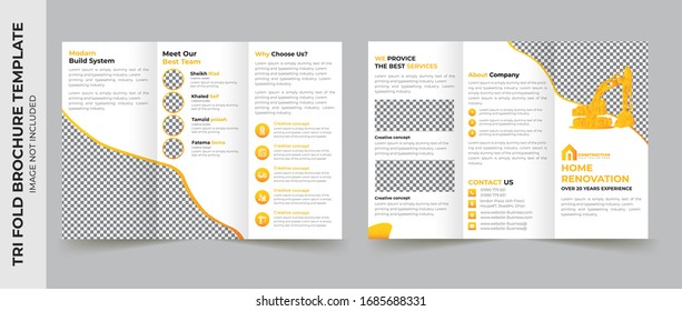 Tri fold brochure design. Corporate business template for try fold brochure or flyer. Layout with modern elements and abstract background. Creative concept folded flyer or brochure.