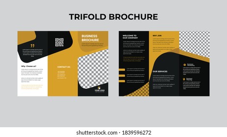 Tri fold brochure design. corporate business template for tri fold flyer. Layout with modern circle photo and abstract background. Creative concept 3 folded flyer or brochure.