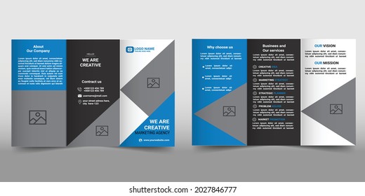 Tri fold brochure design. corporate business template for tri-fold flyer. Creative concept 3 folded flyer or brochure.Vector triple folding brochure for business and advertising. 