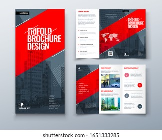 Tri fold brochure design with line shapes, corporate business template for tri fold flyer. Creative concept folded flyer or brochure.