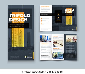 Tri fold brochure design with line shapes, corporate business template for tri fold flyer. Creative concept folded flyer or brochure.