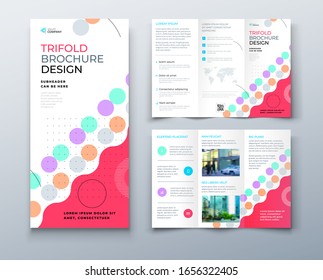 Tri fold brochure design with line shapes, corporate business template for tri fold flyer. Creative concept folded flyer or brochure.