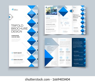 Tri fold brochure design with line shapes, corporate business template for tri fold flyer. Creative concept folded flyer or brochure.